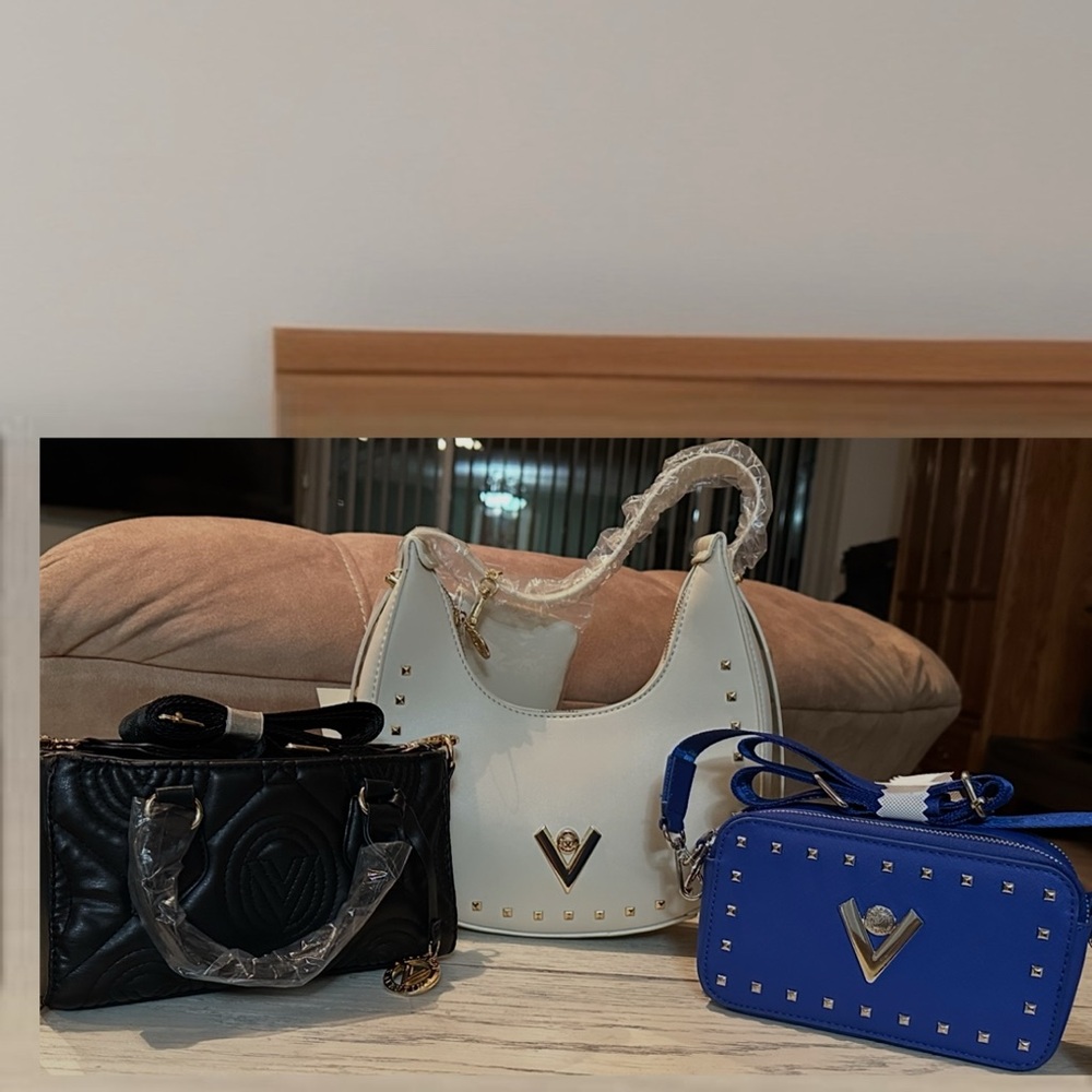 Valentino Orlandi Black, White, and Blue Shoulder Bags all 3 bags